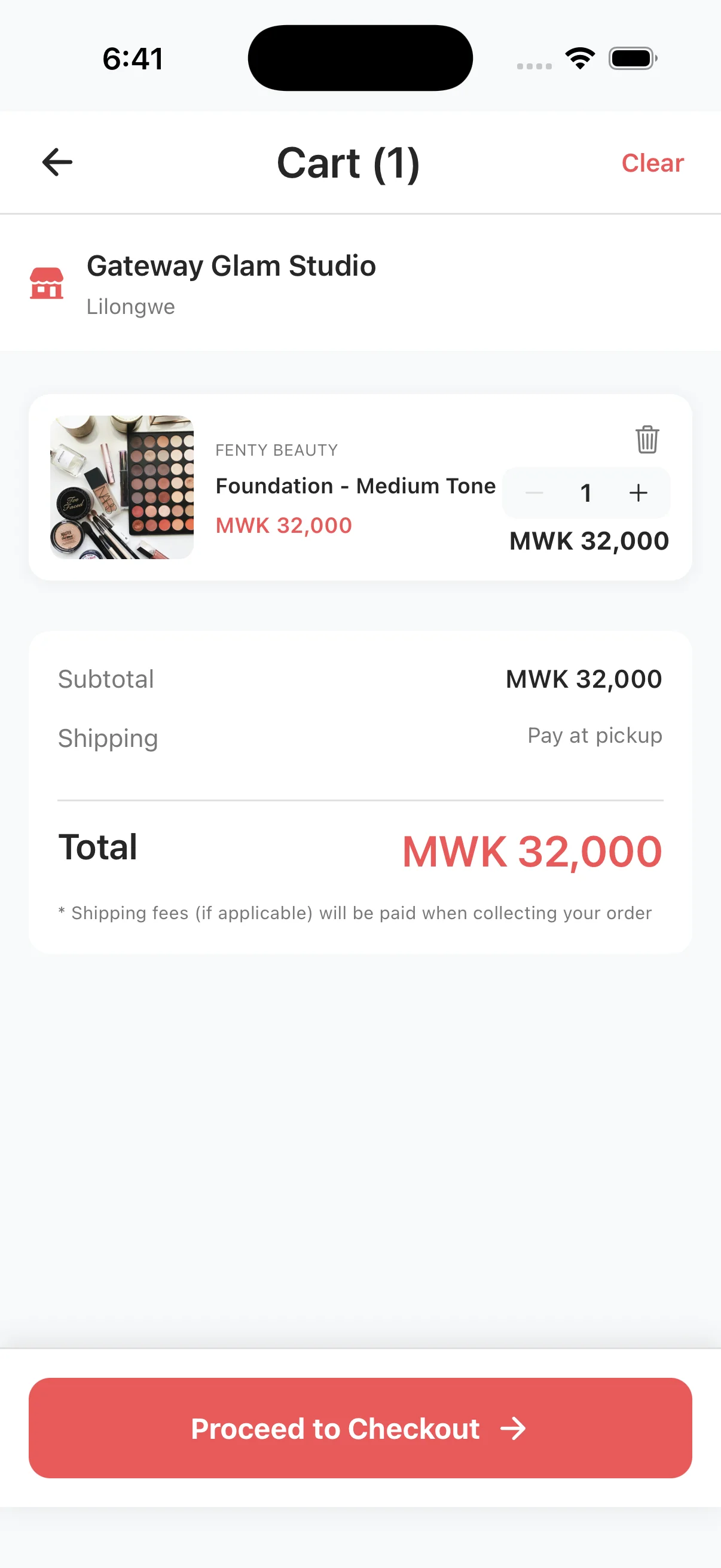 Odey app — Checkout